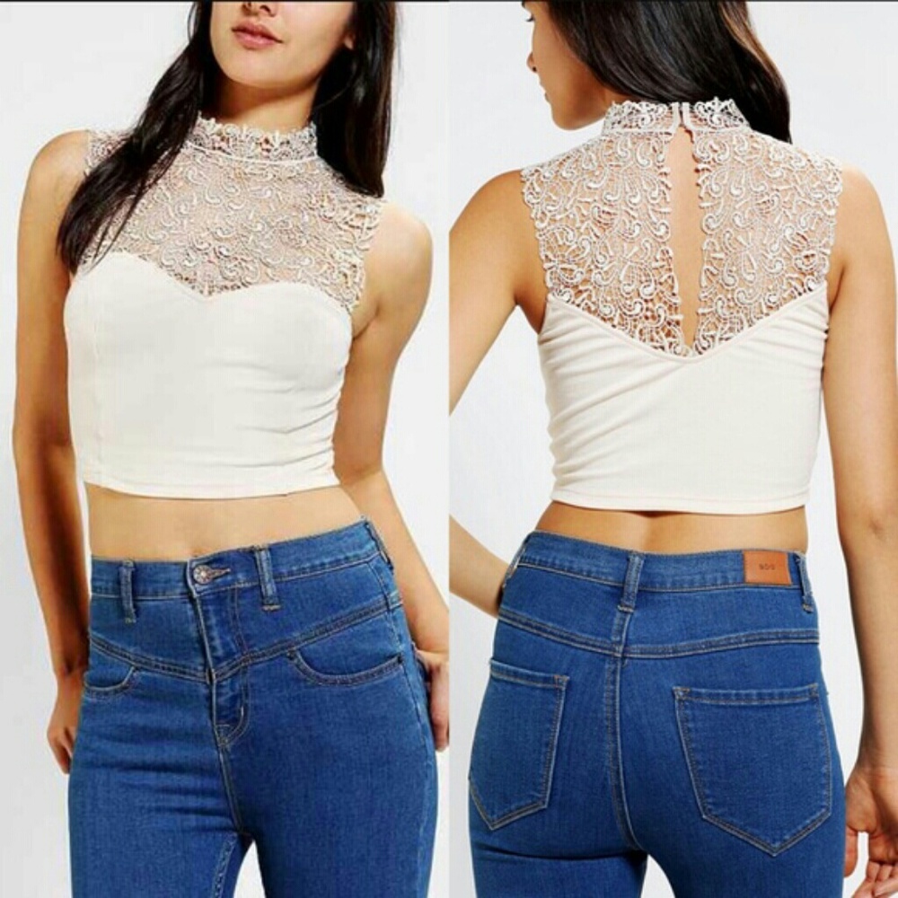 Urban Outfitters Lace High Neck Crop Top